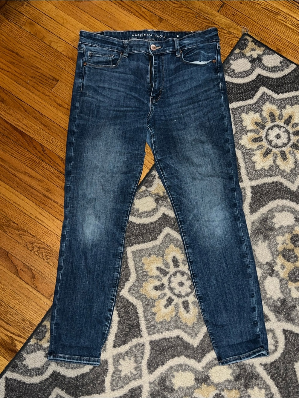 American Eagle Outfitters Women's Dark Blue High Rise Skinny Jeans